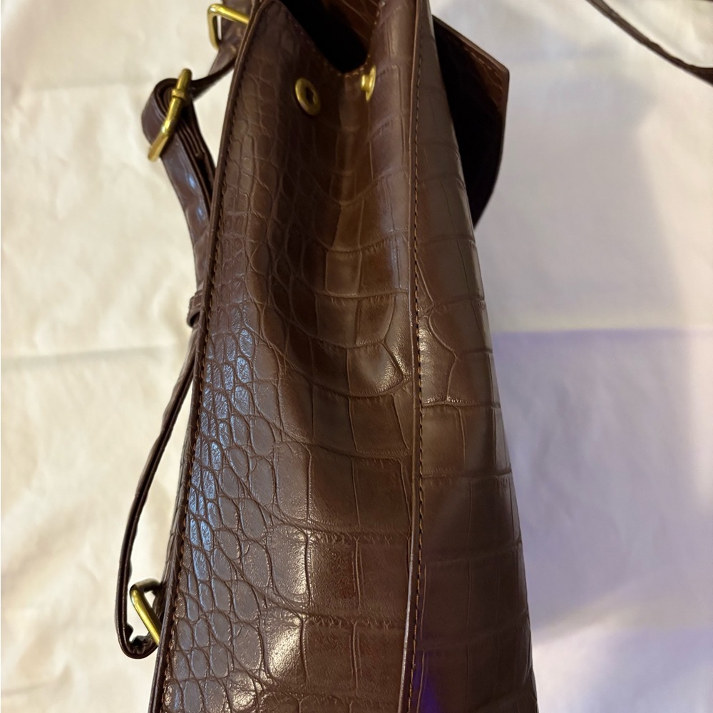 Pixie Mood Croc-Embossed Chocolate Backpack - image 2
